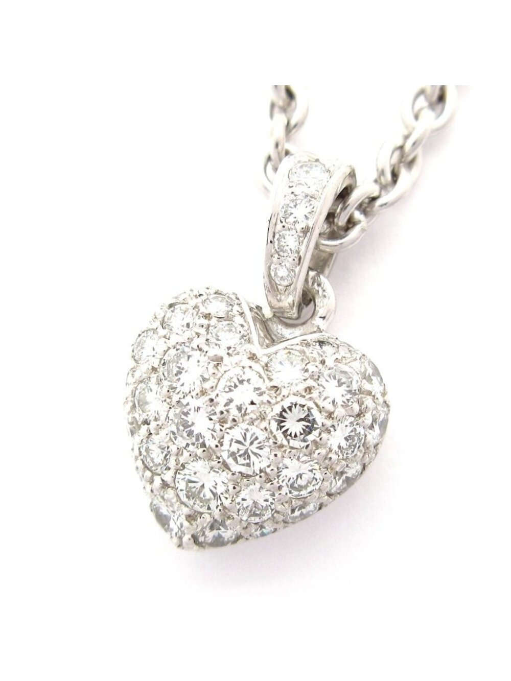 Cartier Necklace Heart Pave 18k White Gold Diamond